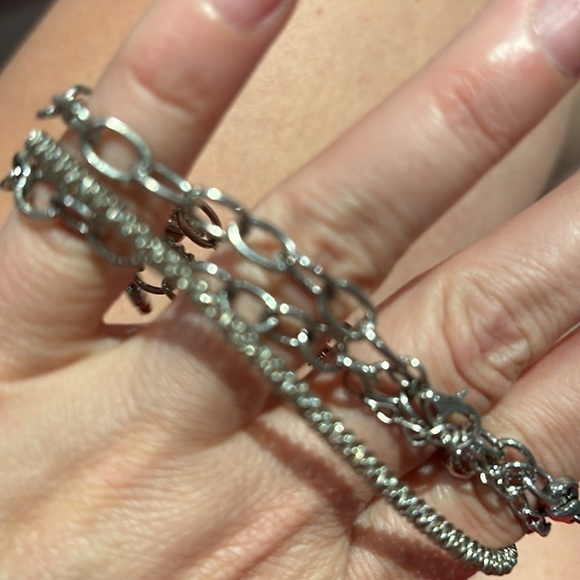 Three silver bracelets stack two with charms - Picture 7 of 7